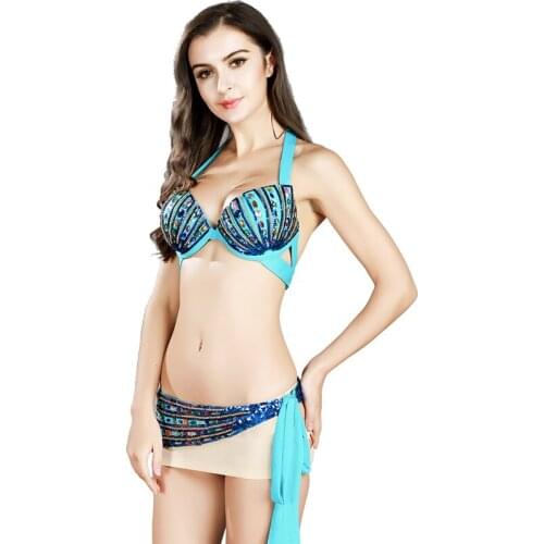 Royal Smeela exotic style belly dance bra belt suit Girdle unique sequins diamonds cable performance belly dance costume 8835