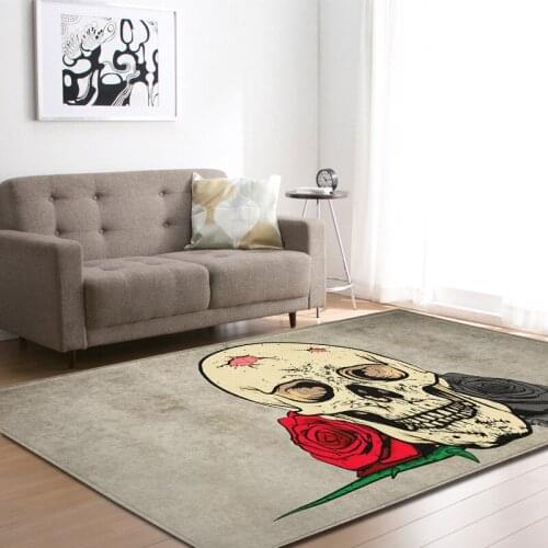 Personality 3D Skull Carpet Flannel Velvet Big Size Carpets for living Room Larger Area Rug Bedside Blanket Home Antiskid Rugs