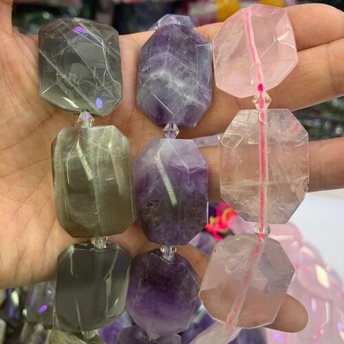 Natural Rose Quartz Amethyst Labradorite Stone Beads 15'' Irregular DIY Loose Beads For Jewelry Making Beads Necklace For Women