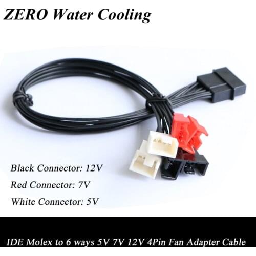 Wholesale 10pcs/Lot Free Shipping 30cm IDE Molex to 6 ways 3Pin/4Pin Y Splitter 5V 7V 12V Fan Cable