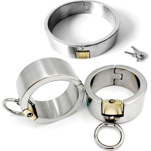 Stainless Steel Neck Collar Bdsm Bondage Erotic Handcuff Ankle Cuff Slave Restraint Adult Sex Toys For Couples Chastity Belt