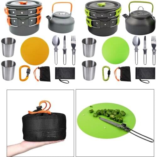 Portable Camping Cookware Kit Outdoor Picnic Hiking Cooking Equipment Cutlery