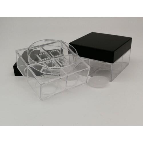 12g Empty Loose Powder Jar 4 Grids Square Plastic Blusher Powder Box Cosmetic Travel Makeup Jar Sifter Container 10pcs/lot