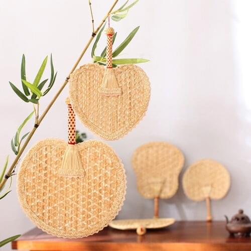 Retro Chinese style hand-woven fan big pu fan straw woven decorative fan hand fan home decor