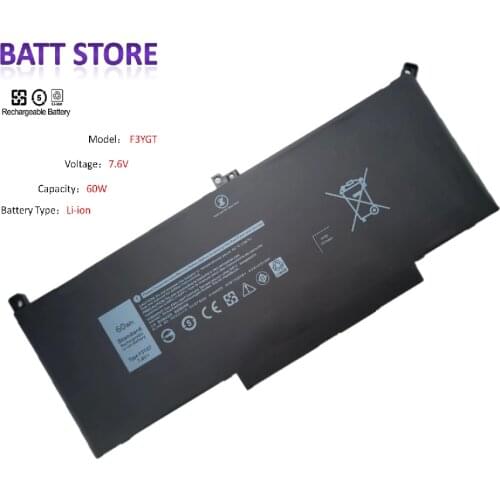 New F3YGT 60Wh Battery Replace for Dell Latitude 12 7000 7280 7290 13 7000 7380 7390 14 7000 7480 7490 P29S002 P73G002 Series DM