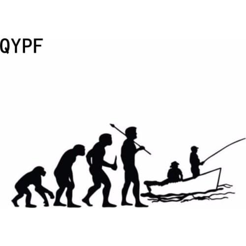 QYPF 15.2cm*5.5cm Funny Car Styling Evolved Fishing Car Stickers Black Silver S2-0010