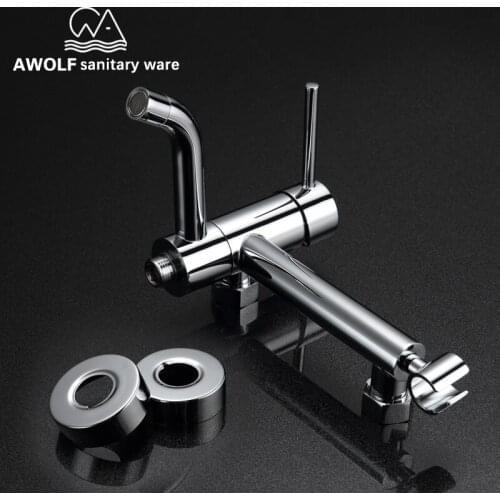 Shower Mixer Faucet Tap 100% Solid Brass Two Function Bathroom Chrome Polishing Hot And Cold Wall Mounted Valve Mixer AH3003-M2