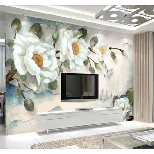 XUE SU Large custom home decoration wallpaper mural modern hand-painted oil painting peony flower background decorative canvas