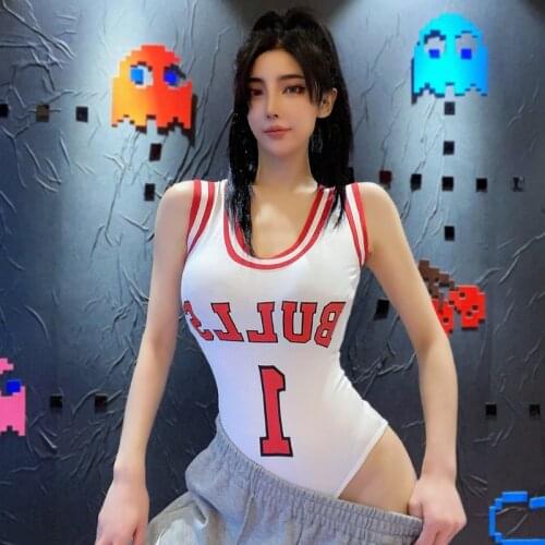 Womens 2021 Sexy Cosplay Sexy Autumn Summer Letter Skinny Bodysuits Rompers Girl Female QWA8
