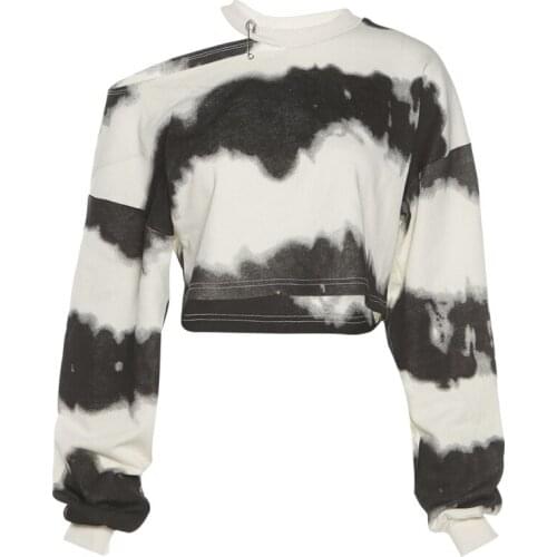 2021 new Spring and Autumn Casual Hoodie For Women Long Sleeve Round Neck Sexy fashion graffiti style loose sweater