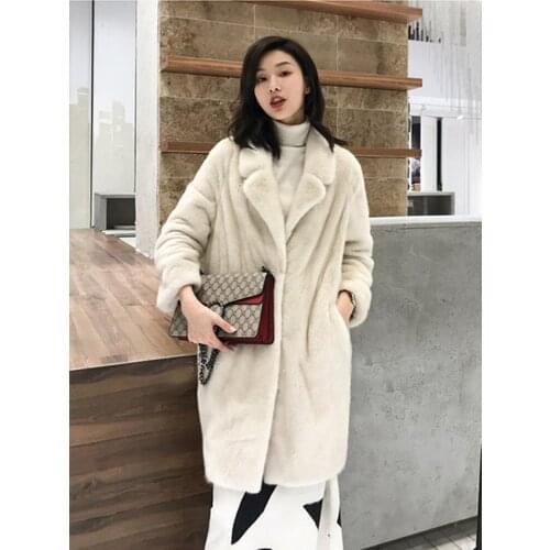Winter Coat Women Solid Overcoat Women Faux Mink Fur Jacket Warm Thick Fashion Loose Ladies Coat Fluffy Jacket Long Coat Women