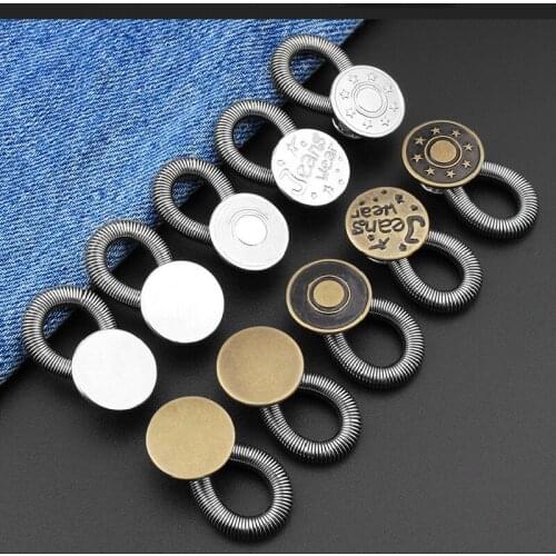 1pc Collar Extenders Metal Buttons Jeans Pants Waist Stretch Shirt Suit Tie Neck Expanders Flexible Lock Lengthen Buckle