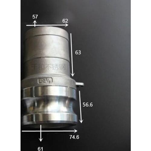 2-1/2" Hosetail Barb x Plug Type E Camlock Quick Disconnect Coupling 316 Stianless Cam Groove For Hose Pumps Homebrew