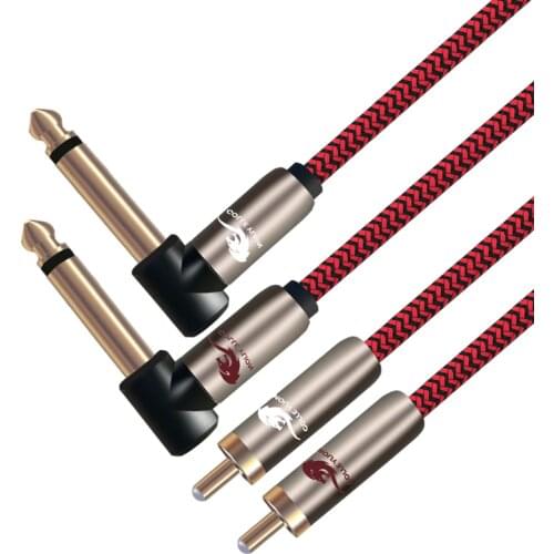 Dual 6.35mm to Dual RCA Hi-fi Audio Cable for Amplifier Mixer 2*RCA to 2*1/4 Inch Jack Cable Braided OFC Gold plated 1M 2M 3M 5M