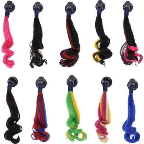 30cm Gradient Helmet Braids Ponytail Motorcycle Helmet Pigtails Curly Hair