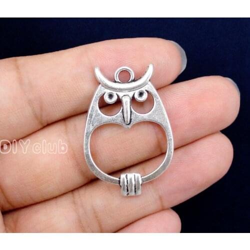40pcs-Antique Tibetan Silver Owl Charms Pendant 34x24mm