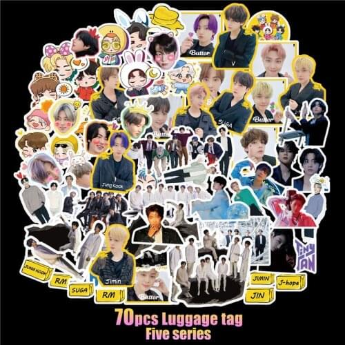 70pcs Korean Kpop Star Bangtan Boys Album Butter Stickers Idols Cute Photos Poster Toys Stickers For Skateboard Suitcase Laptop