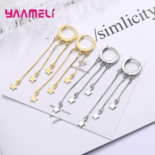 925 Sterling Silver Gold Statement Earrings For Women Girls Party Star Design 2020 Trend Fashion Jewelry Wholesale