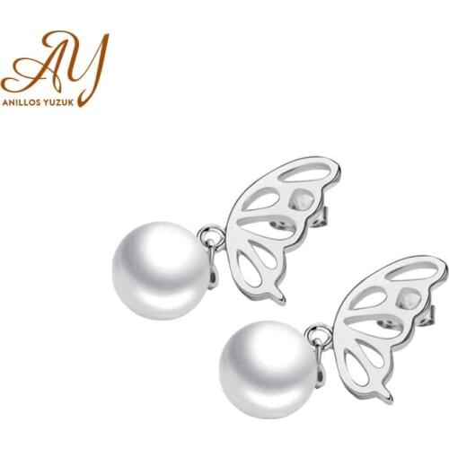 Anillos Yuzuk 925 Sterling Silver Butterfly Fresh Water Pearl Stud Earring For Mom Mothers Gift Wedding Earring Fine Jewelry