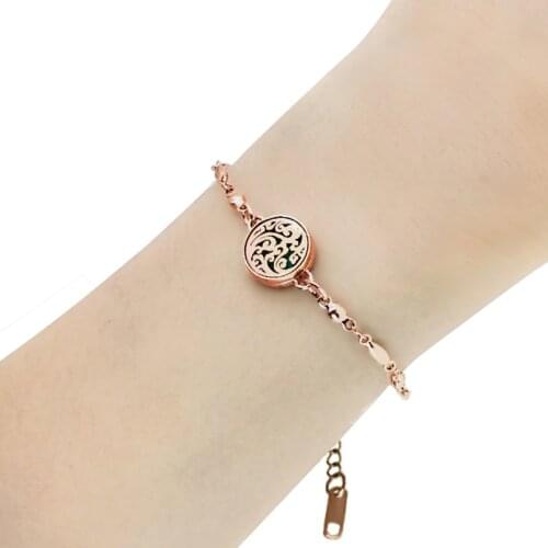 Rose Gold Rainbow Black Chain Bracelet 12mm Steel Diffuser Locket Adjustable Jewelry Women Kids Essential Oil Aoma Perfume 10pad