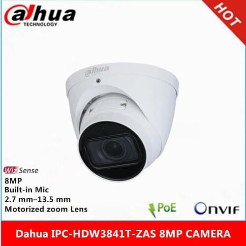 Dahua IPC-HDW3841T-ZAS 8MP IR50M 2.7-13.5mm Motorized zoom Lens built-in Mic WizSense IP Camera