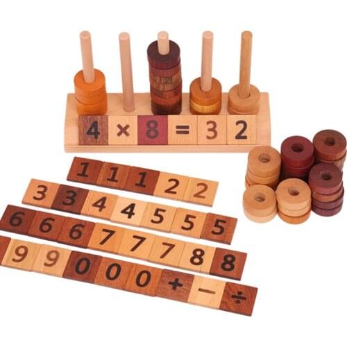 Kids Montessori Wooden Math Toy Add Subtract Multiply Divide Learning Tool