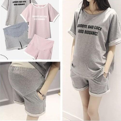 2017 Summer 2PCS/Sets Lovely Pregnancy Woman Home Clothes Cotton Clothes for Pregnant Women loose breathable Maternity Suits