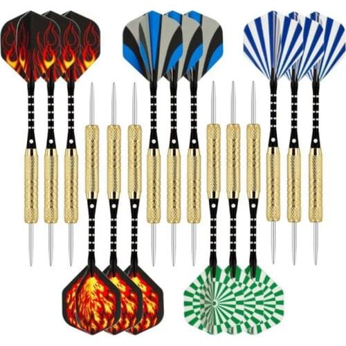 15pcs 18g Professional Steel Tip Darts Aluminum Shaft Hard Darts Metal Needle Darts Flight Copper Darts Body Drop Ship