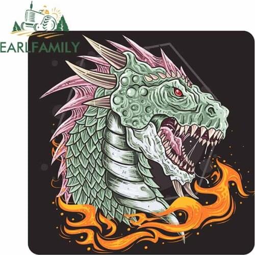 EARLFAMILY 13cm x 12.9cm For Dragon Head Car Graffiti Sticker Bumper Decal Personality Creative Stickers Waterproof Decoration