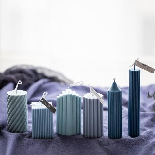 DIY Cylindrical Wax Scented Acrylic Candle Mold Creative Vertical Pattern Threaded Candle Mold Candle Making Plaster Mold