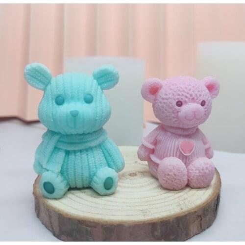 Plaster Candle Mold Lovely Bear 3D Fragrance Plaster Decor Animal Shape Fragrance Candle Silicone Molds