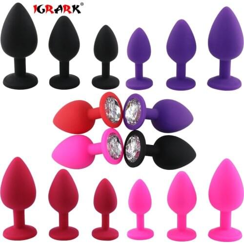 IGRARK Sex Shop Crystal Jewelry Butt Plug Massager Silicone Dildo Vibrator Anal Plug Gay Sex Toy (10 Speeds Vibrator)