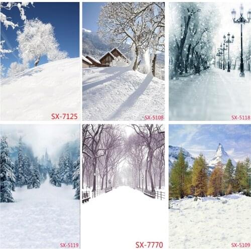 Vinyl Winter Snow Scene Photography Background Snowflake Forest Photo Backdrops Studio Photography Props 2157 YXFL-76