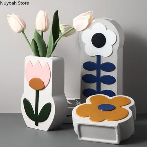 Ceramic Hand-painted Vase Nordic Dried Flowers Flower Arrangement Accessories Countertop Vase Handicrafts/modern Home Decoration