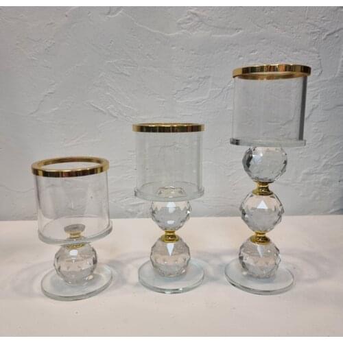 3pcs / set Crystal Candle Stick Holders Stand Coffee Table Living and Dinning Room Candlestick Table Centerpieces for Candles