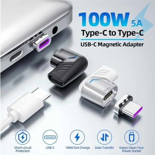 100W USB C To Type C Magnetic Charge Adapter 5A Fast Charging USB-C Type-c Magnet Charging Data Sync Connector USBC Adapter