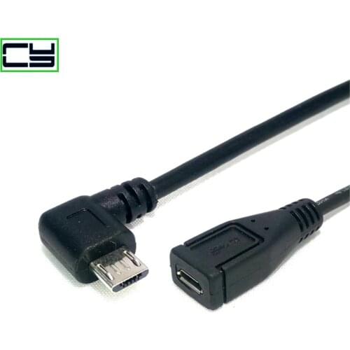 Micro USB 2.0 5Pin Male to Female to Extension connector Adapter Long plug Connector 90 Degree Right & Left & Up & Down A