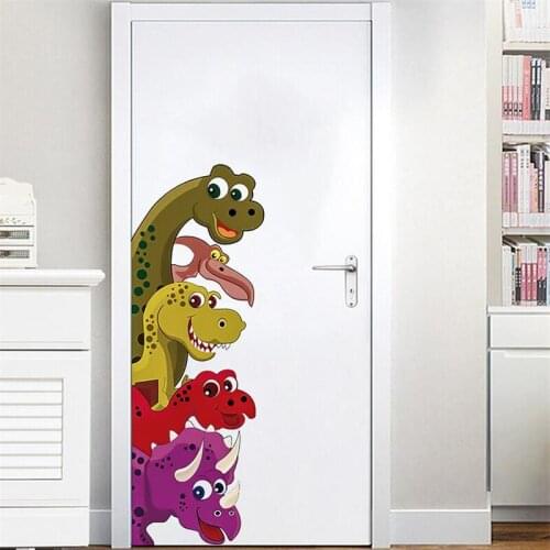 Cartoon Animals Wall Stickers Children Mural Decals for Kids Rooms Baby Bedroom Door Decoration Art mural
