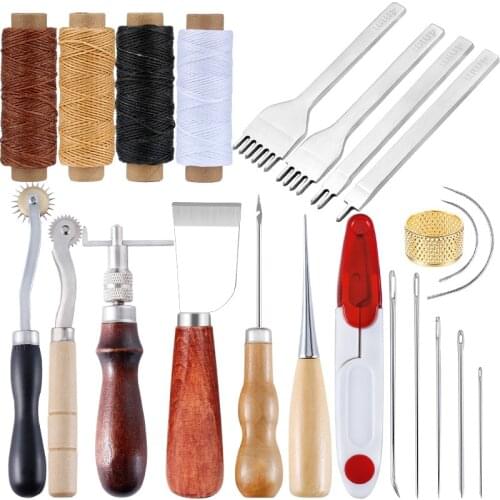 Professional Leather Craft Tools Kit Hand Sewing Stitching Punch Carving Work Saddle Set Accessories DIY Tool Set