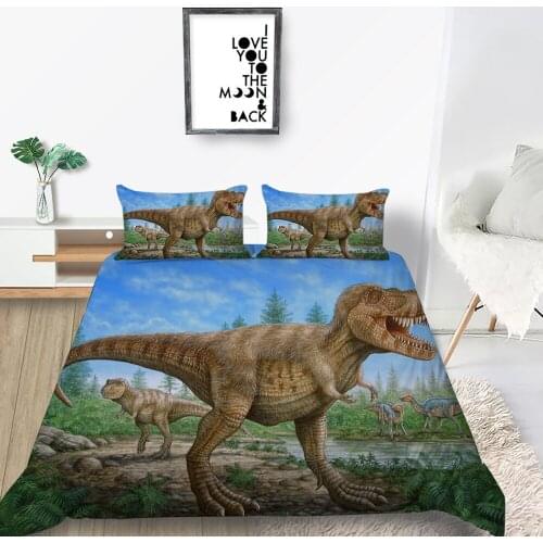 Tyrannosaurus Bedding Set For Kids Fashionable Lifelike Dinosaur Duvet Cover Cartoon King Queen Twin Full Single Double Bed Set