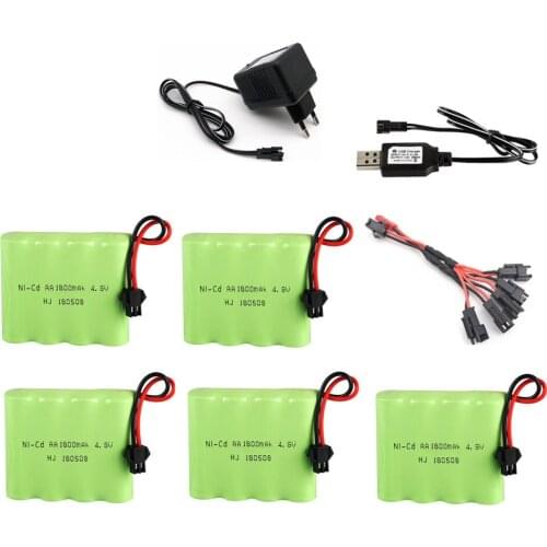 4.8v 1800mah NICD Battery + 4.8v Charger set For Rc toys Cars Boats Guns Tanks Robots NI-CD AA 4.8v Rechargeable Battery Pack