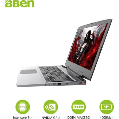 BBen laptop G16 notebook DDR4 16GB+256GB M.2 SSD+1TB HDD Intel i7-7700hq quad cores NVIDIA GTX1060 windows10 wifi