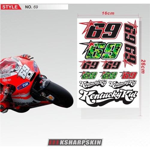 New Motorcycle Reflective Stickers Body fuel tank helmet Waterproof logo decal For Honda MotoGP 69 sign decals sticker kit