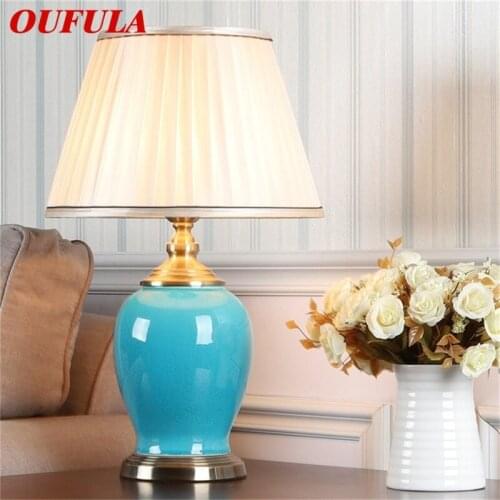OUFULA Ceramic Table Light Modern Luxury Desk Lamp LED For Home Bedside Bedroom
