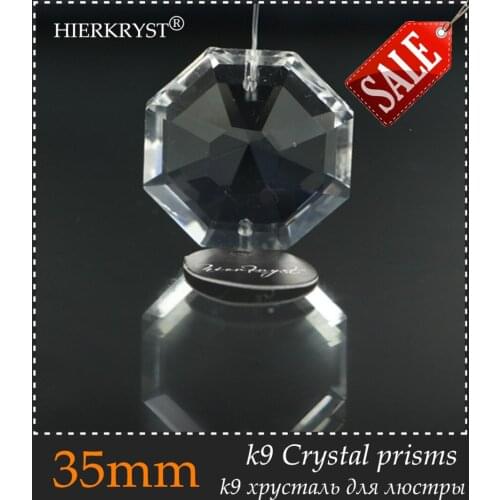 HIERKYST 20 pcs K9 Glass Crystal Prisms Pendants Chandeliers Parts Lustres Rainbow Lamp Lighting Hang Drops 35mm 1.37" #2102A
