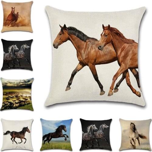 Horse Print Running Animal Cushion Cover decorative Home chair car seat friend Decor Living room sofa kids gift pillowcase