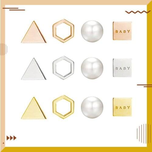 Stud Earrings for Women 2020 Fashion Red Triangle Square Jewelry Vintage Geometric Hollow Circle Wedding Party Bijoux Femme