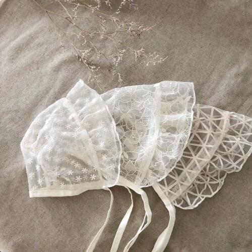 Newborn Baby Hat hallow out lace Vintage Aviator Photography tulle Strap Cotton Beanie Boys Girls Props Cap Kids Bonnet Children