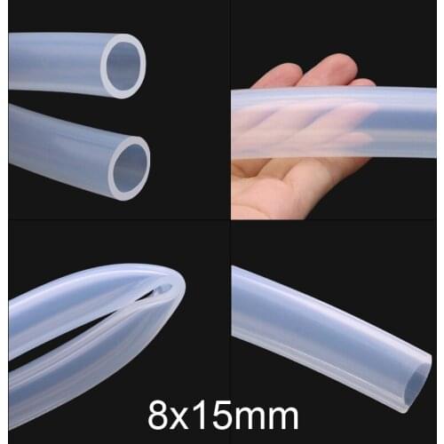 8x15mm 8mm id 15mm od Transparent silica gel tube food grade silicone tube lucency silicon hose FDA tasteless capillary tubing