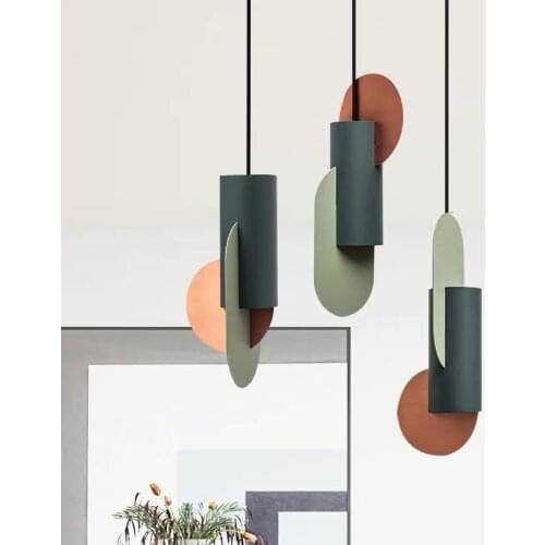 Nordic Macaron Geometric Chandelier Bar Villa Hotel Home Living Room Bedroom Decor Pendant Light Suspension Lamps PA0543